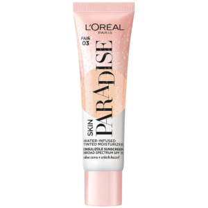  L'oréal Paris Skin Paradise Water-Infused Tinted Moisturizer by L'Oreal comes with a unique formula that's 70% aloe vera and witch hazel. It's not just light and simple to use, it also provides sunscreen protection.