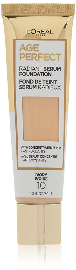  L'Oréal Paris Age Perfect Radiant Serum Foundation with SPF 50 is a great choice for mature skin. Its blend of ingredients are specifically designed for mature skin, it has a high SPF 50 which protects the skin from harmful UV rays