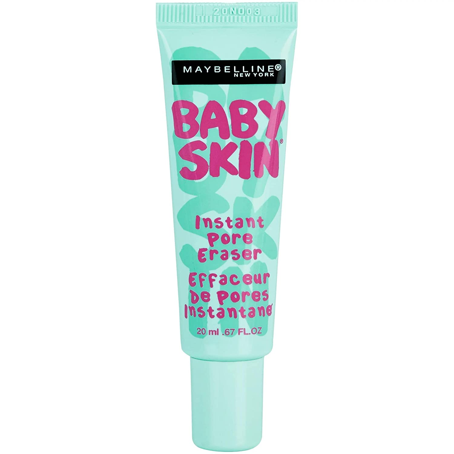 Maybelline New York Baby Skin Pore-Minimizing Primer contains smoothing ingredients such as dimethicone and bitter cherry extract that work together to create a natural, pore-less finish while leaving your skin baby-soft. 