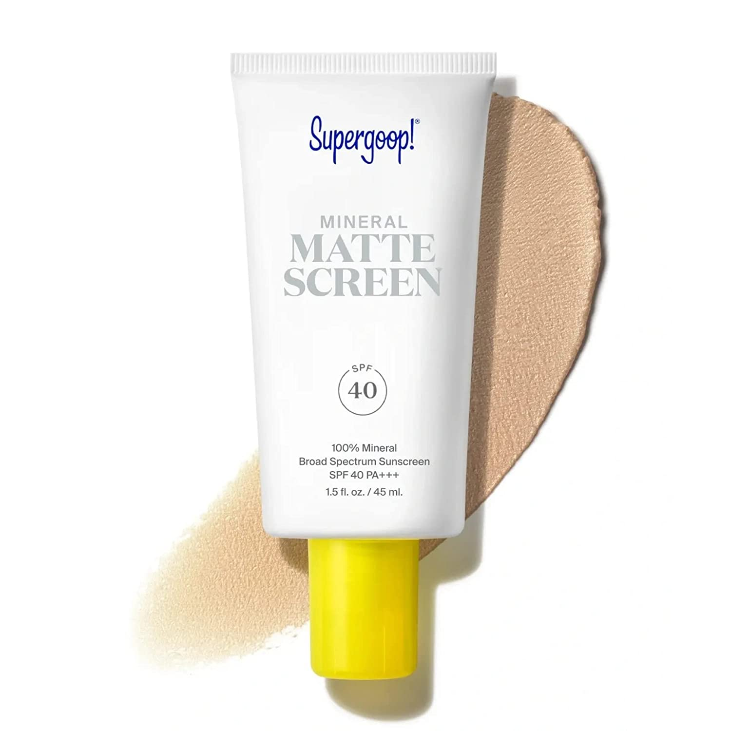 Supergoop! Mineral Mattescreen SPF 40 - 45 mL100% Mineral with Oil-Free Broad Spectrum Sunscreen that Smooths Skin’s Appearance, Minimizes Pores & Controls Shine and it is Water & Sweat Resistant