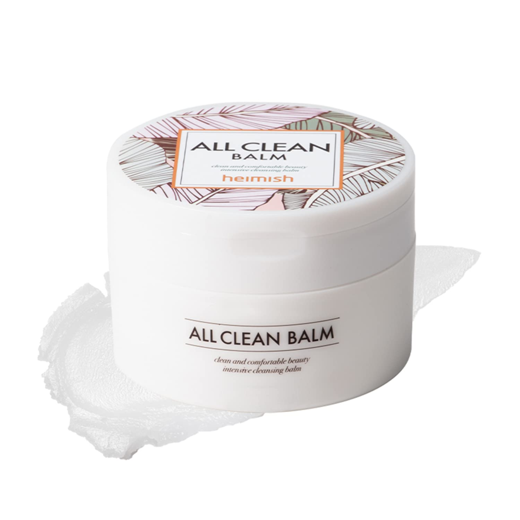 Heimish All Clean Balm is a Solid cleanser that melts into oil and gently cleanses the face, clearing up blackheads and clogged pores 