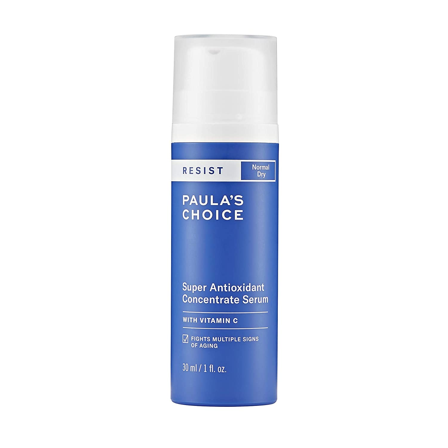 Paula's Choice Super Antioxidant Concentrate Serum comes with Vitamin C is a silky serum with stabilized Vitamin C & peptides plus potent antioxidants that restores hydration to dry sun damaged skin.