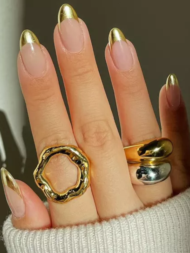 Dive into the allure of gold French tip nails