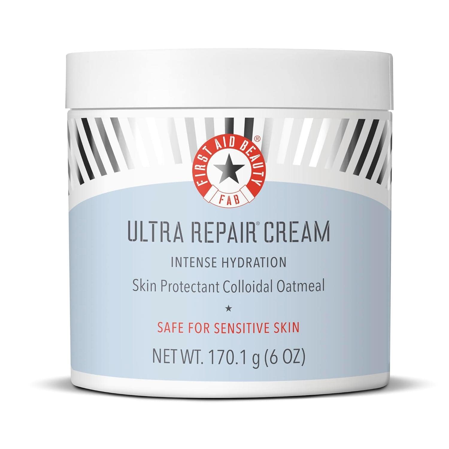 First Aid Beauty's Ultra Repair Cream, I'm impressed by Dr. Hirsch's nod to its Moisturizing Cream prowess, enriched with soothing colloidal oatmeal for unparalleled skincare.
