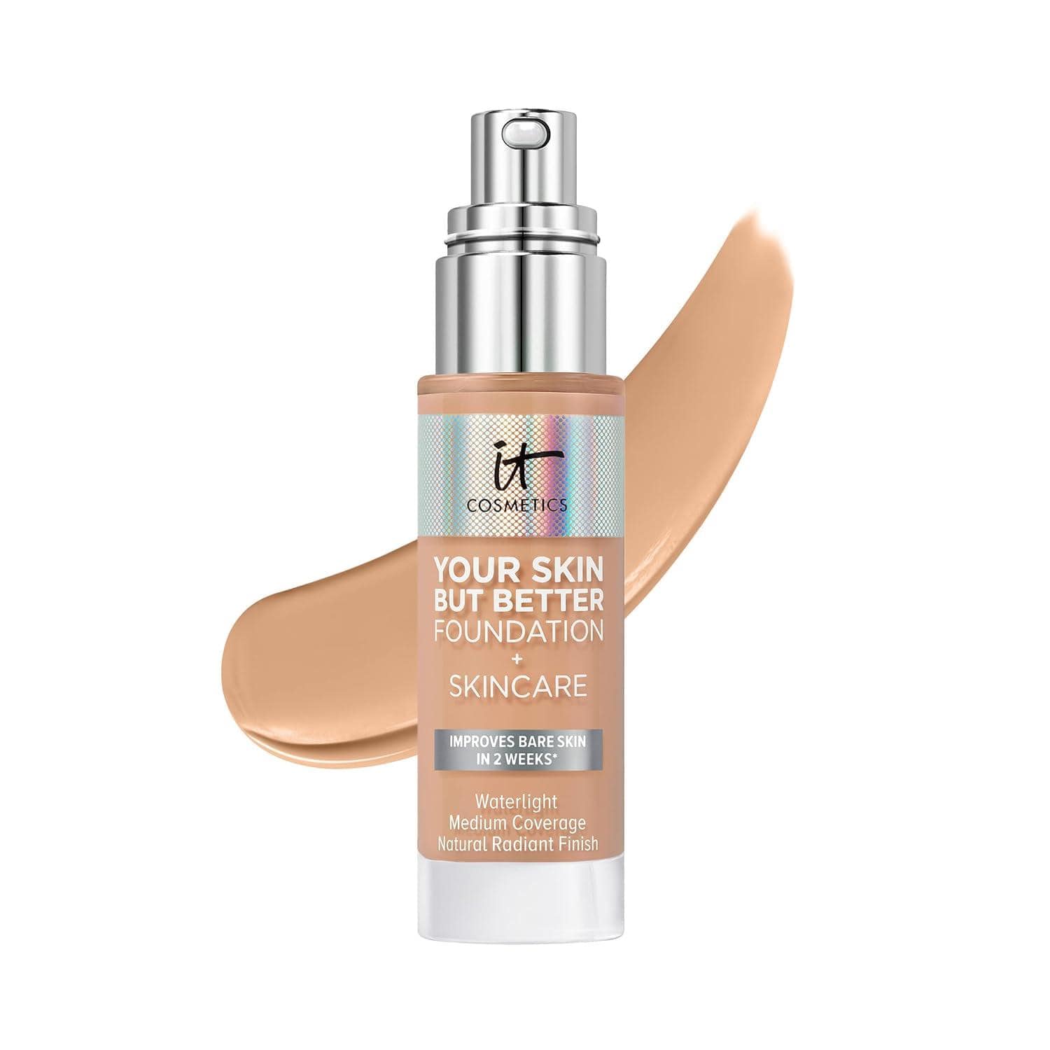 IT Cosmetics' foundation-serum hybrid: a hydrating radiance boost with anti-aging benefits, seamlessly smoothing fine lines for a naturally glowing, skin-like finish.