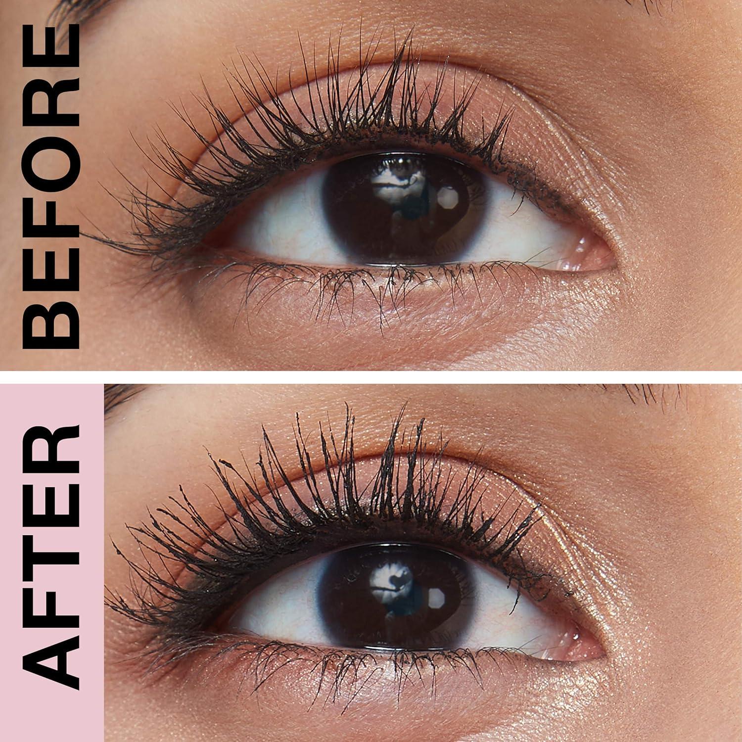 Look Before and after applying Maybelline Lash Sensational Sky High Washable Mascara 