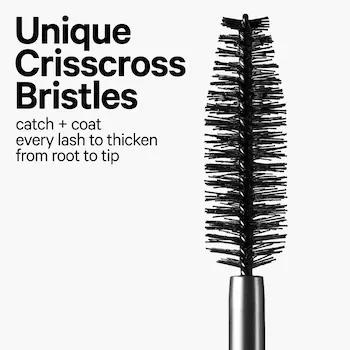 Milk Makeup Kush High Volumizing Mascara, equipped with the Puff Puff brush featuring criss-cross, medium-firm bristles, ensures clump-free application, coating each lash evenly and contributing to the promise of thickening from root to tip for a flawless finish.
